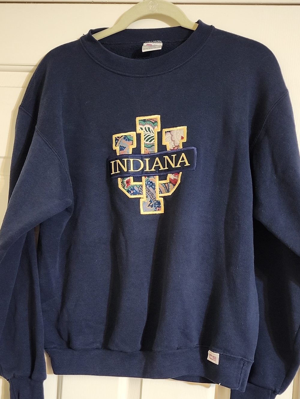 Indiana University IU Embroidered Navy Crewneck Sweatshirt Vintage